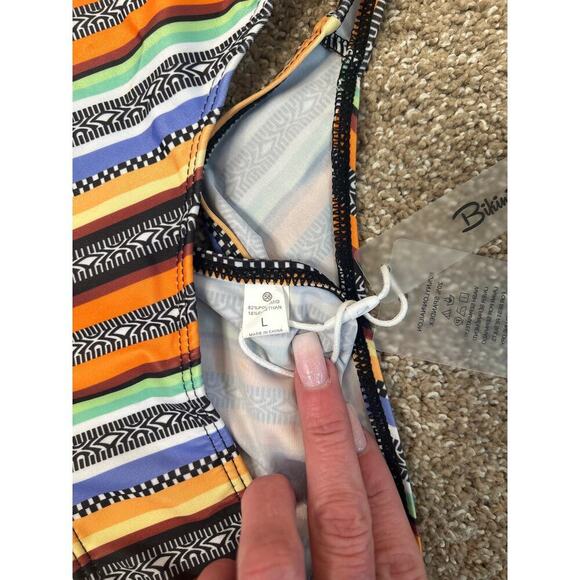 NEW Sexy Cut Out Sliding Triangle Low Back Monokini One Piece Swimsuit Aztec LG - Picture 4 of 6